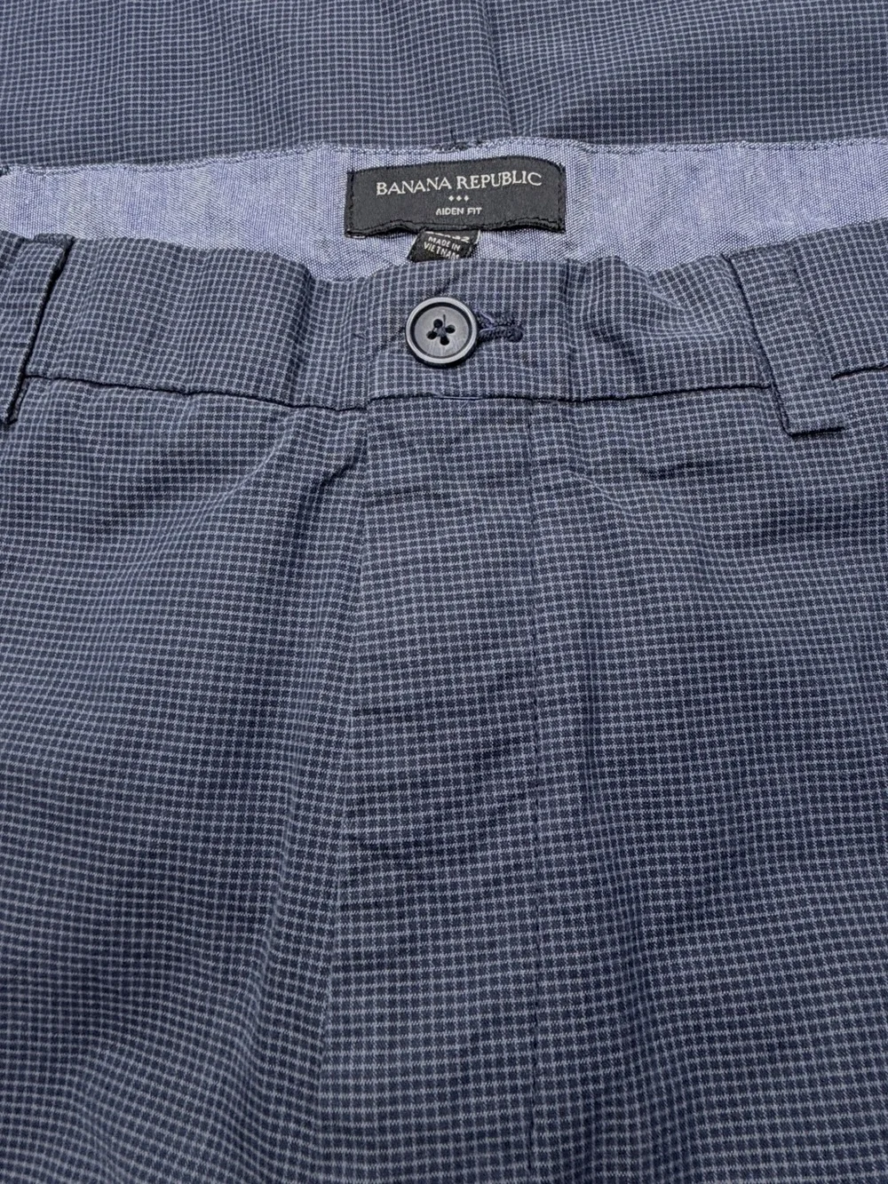 Banana Republic Aiden Fit Chinos 38x32 Navy Micro Check Houndstooth Pants Like N